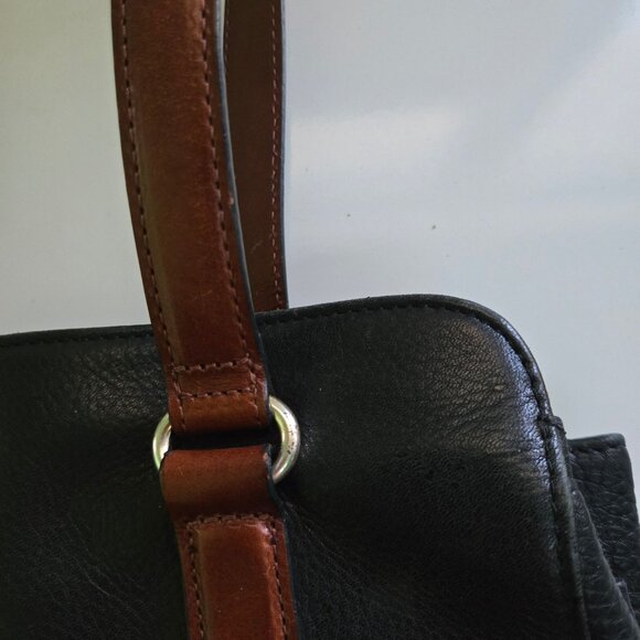 Fossil Vintage East West Double Handle Leather Shoulder Bag Trending Zip Closure - Picture 5 of 9